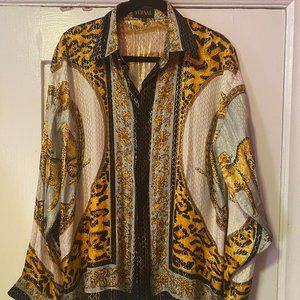 Vernal 100% Silk Versace style Button-up Shirt
